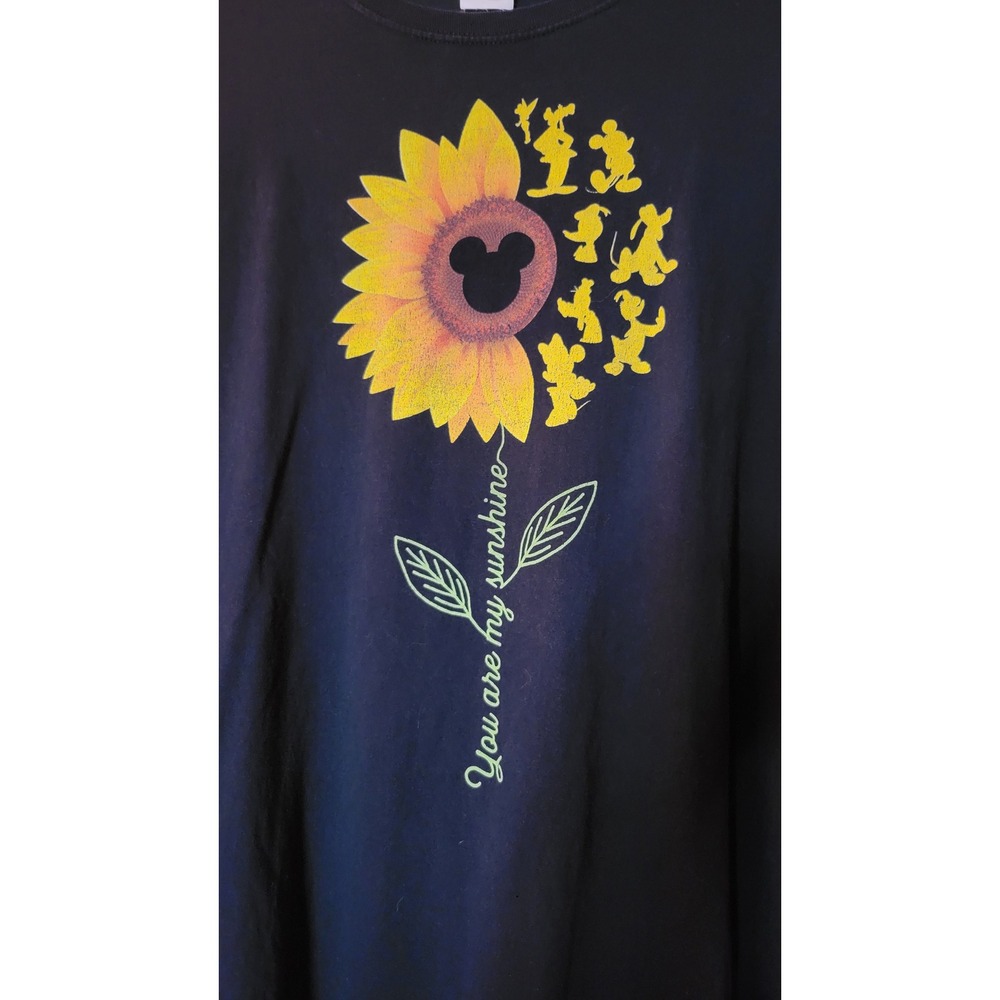 Disney Mickey Mouse Sunflower You Are My Sunshine Black Long Sleeve Shirt XL